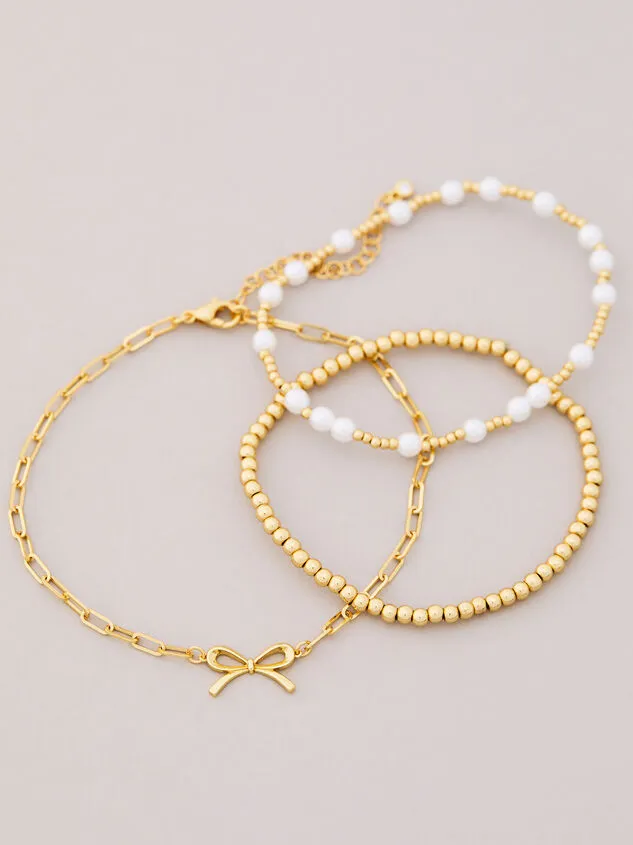 18k Gold Bow Bracelet Set 18kgold Women Altar039d State Bracelets