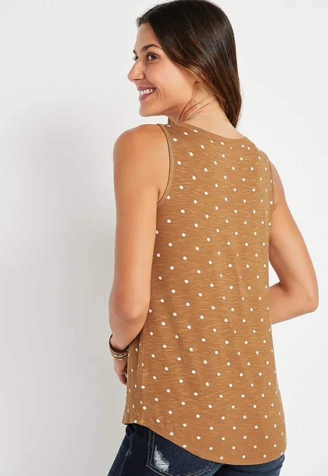 247 Gold Polka Dot V Neck Tank Top Women Maurices Tops