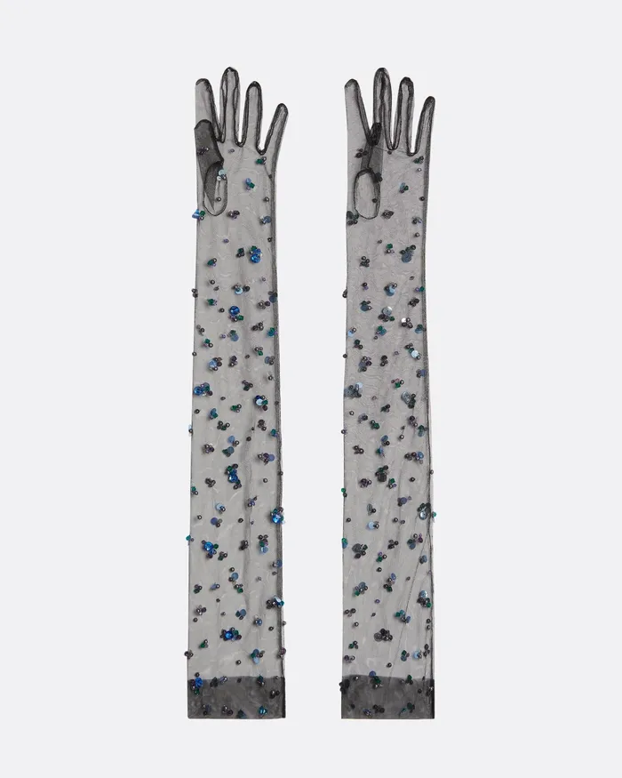 Accessories Safiyaa Women Astin Black and MultiDarks Gloves Black