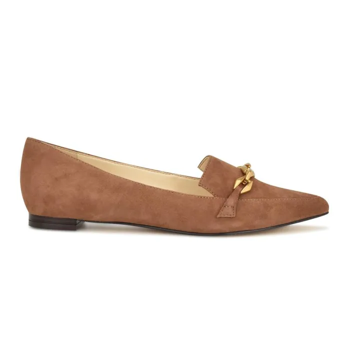 Ahara Chain Flats Brown Suede Women Nine West Flats