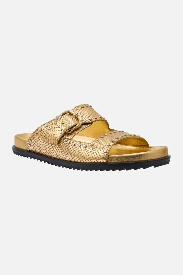 ALISA SNAKE BUCKLE SANDAL GOLD Gold WomensMens Camilla Shoes