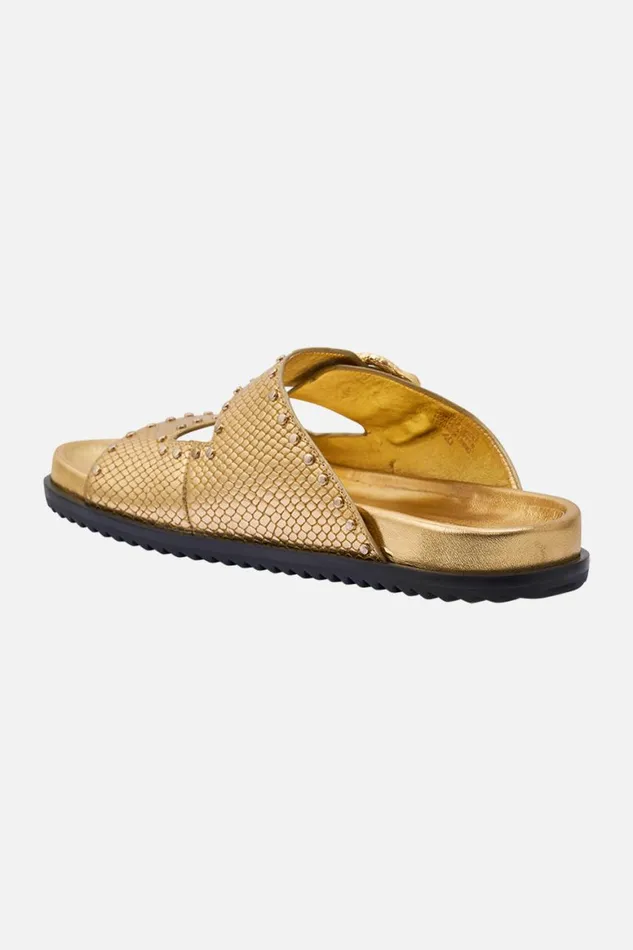 ALISA SNAKE BUCKLE SANDAL GOLD Gold WomensMens Camilla Shoes