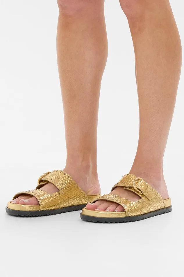 ALISA SNAKE BUCKLE SANDAL GOLD Gold WomensMens Camilla Shoes