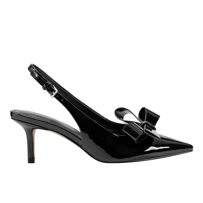 Allon Bow Slingback Pump Black Patent Heels and Pumps Marc Fisher Women