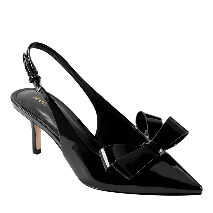 Allon Bow Slingback Pump Black Patent Heels and Pumps Marc Fisher Women