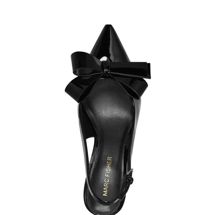 Allon Bow Slingback Pump Black Patent Heels and Pumps Marc Fisher Women
