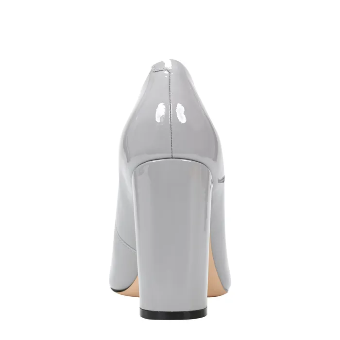 Anellie Cap Toe Dress Pump Light Grey Patent Leather Women Heels and Pumps Marc Fisher