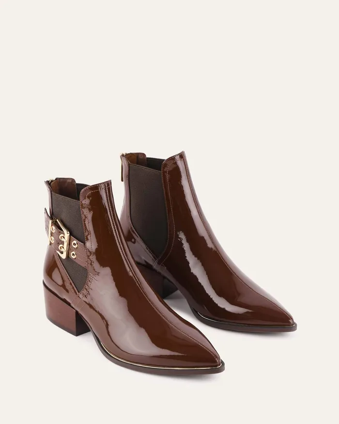 ANKLE BOOTS Women River flat ankle boots dark choc crinkle patent jomercer ANKLE BOOTS Women River flat ankle boots dark choc crinkle patent jomercer