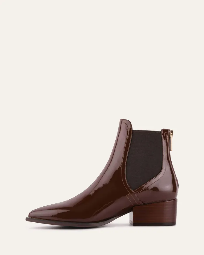 ANKLE BOOTS Women River flat ankle boots dark choc crinkle patent jomercer ANKLE BOOTS Women River flat ankle boots dark choc crinkle patent jomercer