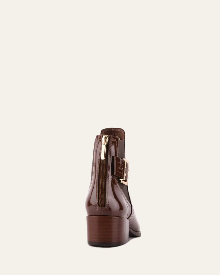 ANKLE BOOTS Women River flat ankle boots dark choc crinkle patent jomercer ANKLE BOOTS Women River flat ankle boots dark choc crinkle patent jomercer