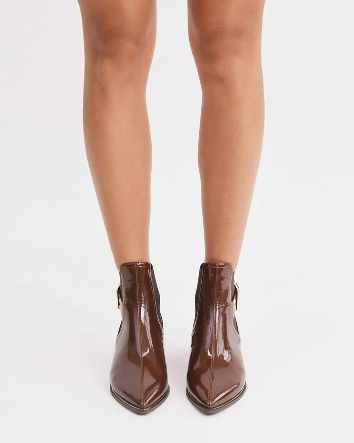 ANKLE BOOTS Women River flat ankle boots dark choc crinkle patent jomercer ANKLE BOOTS Women River flat ankle boots dark choc crinkle patent jomercer