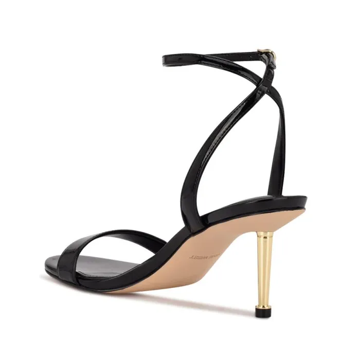 Anny Ankle Strap Heeled Sandals Black Patent Women Nine West Heels Anny Ankle Strap Heeled Sandals Black Patent Women Nine West Heels