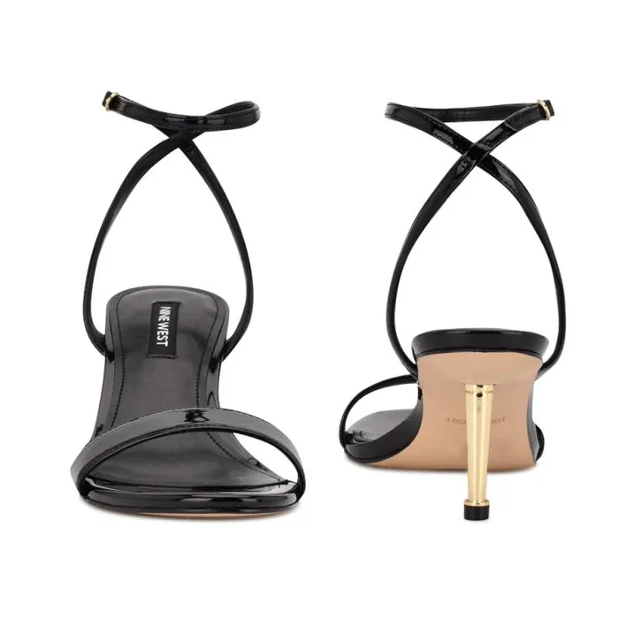 Anny Ankle Strap Heeled Sandals Black Patent Women Nine West Heels Anny Ankle Strap Heeled Sandals Black Patent Women Nine West Heels