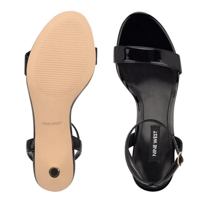 Anny Ankle Strap Heeled Sandals Black Patent Women Nine West Heels Anny Ankle Strap Heeled Sandals Black Patent Women Nine West Heels
