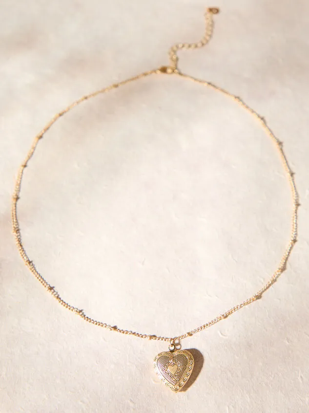 Antique Heart Locket Necklace Gold Women Altar039d State Necklaces