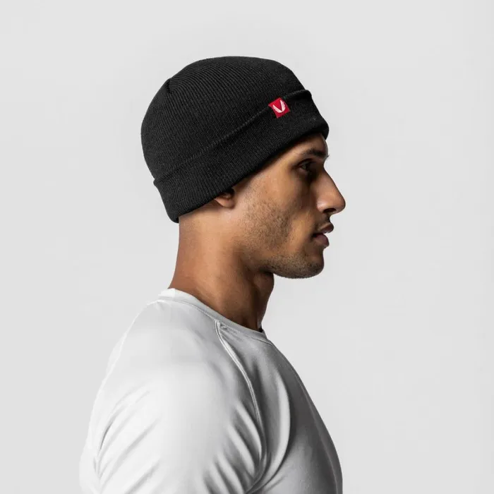 ASRV Hats and Headwear Men Essential Beanie Blackred