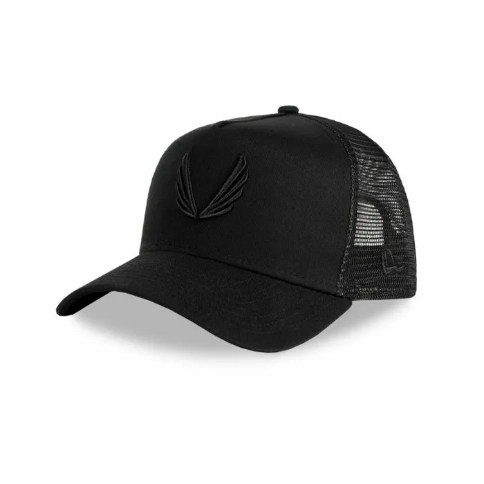 ASRV Hats and Headwear Men New Era 9Forty AFrame Trucker Hat Blackblack wings