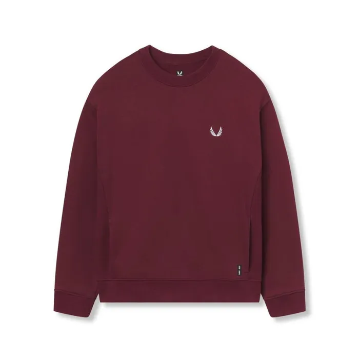 ASRV Hoodies and Sweatshirts Men Herringbone Terry Crewneck Crimson Red