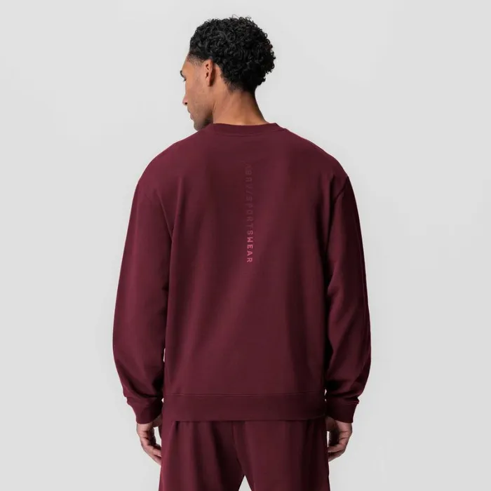 ASRV Hoodies and Sweatshirts Men Herringbone Terry Crewneck Crimson Red