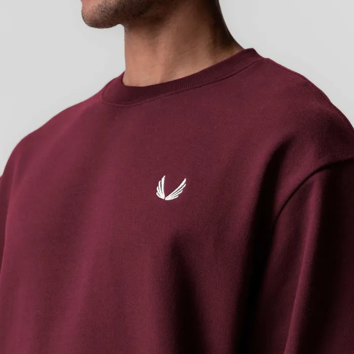 ASRV Hoodies and Sweatshirts Men Herringbone Terry Crewneck Crimson Red