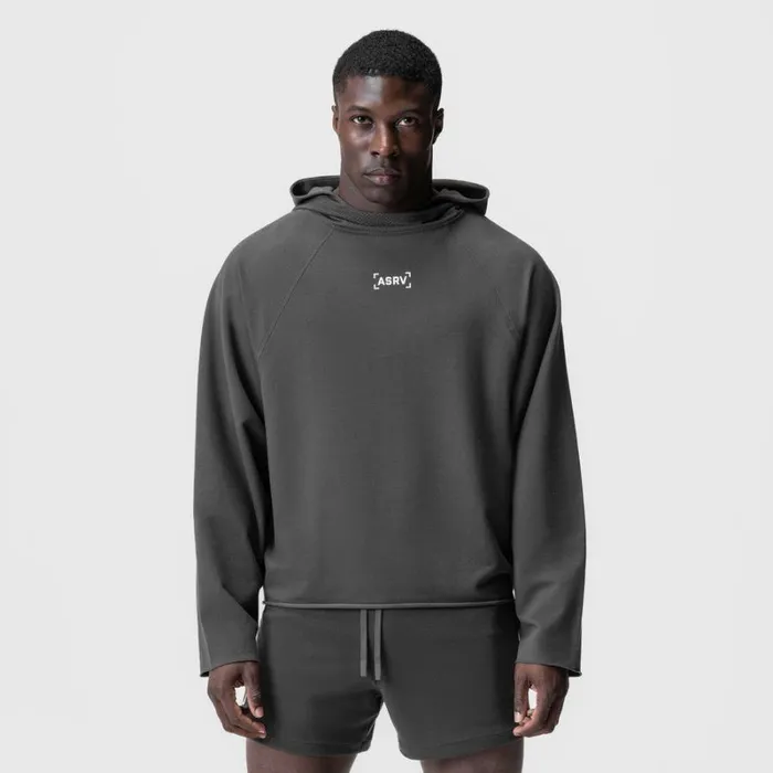 ASRV Hoodies and Sweatshirts Men MicroTerry Raw Hem Hoodie Space Grey