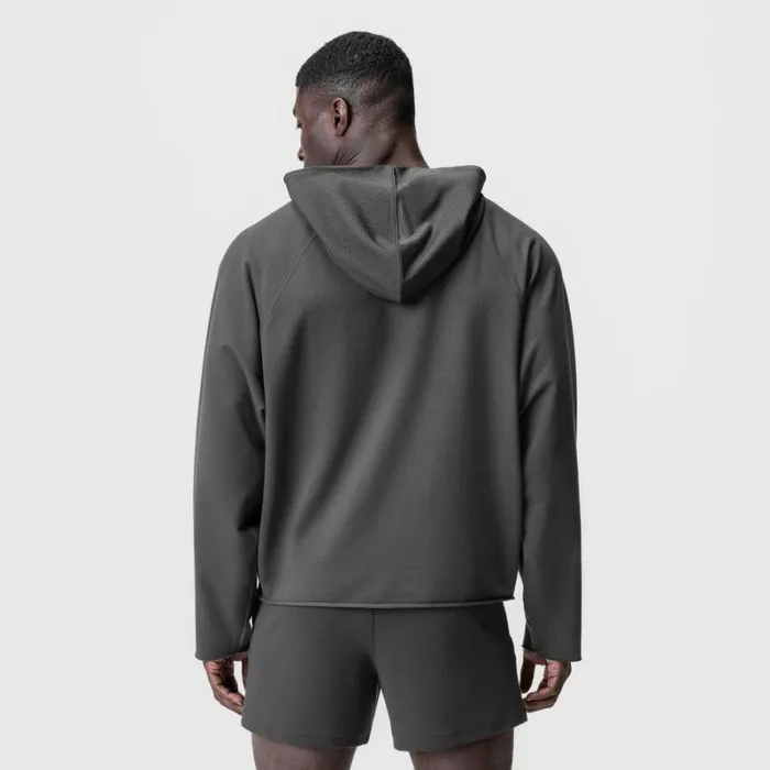 ASRV Hoodies and Sweatshirts Men MicroTerry Raw Hem Hoodie Space Grey