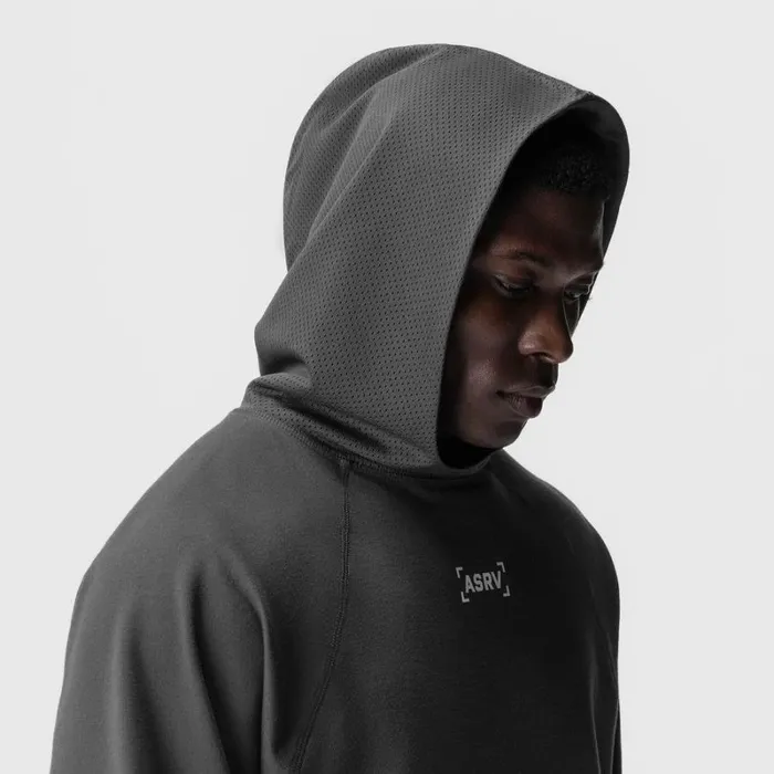ASRV Hoodies and Sweatshirts Men MicroTerry Raw Hem Hoodie Space Grey