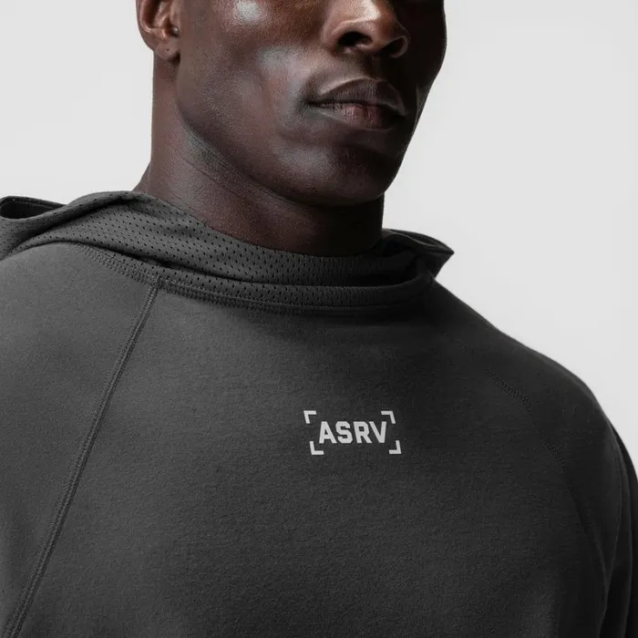 ASRV Hoodies and Sweatshirts Men MicroTerry Raw Hem Hoodie Space Grey