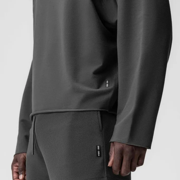 ASRV Hoodies and Sweatshirts Men MicroTerry Raw Hem Hoodie Space Grey