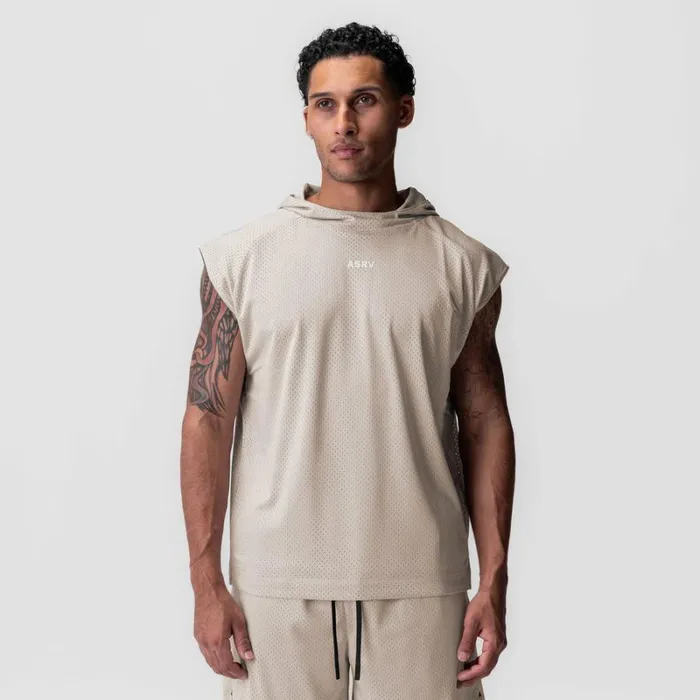 ASRV Hoodies and Sweatshirts Men Reversible 2in1 Cutoff Hoodie Chai