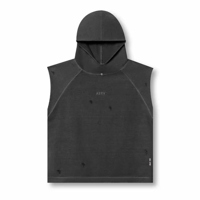 ASRV Hoodies and Sweatshirts Men Tech Essential Cutoff Hoodie Faded Grey