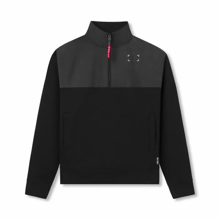 ASRV Hoodies and Sweatshirts Men TechTerry Paneled Quarter Zip Black 034wave Dye034