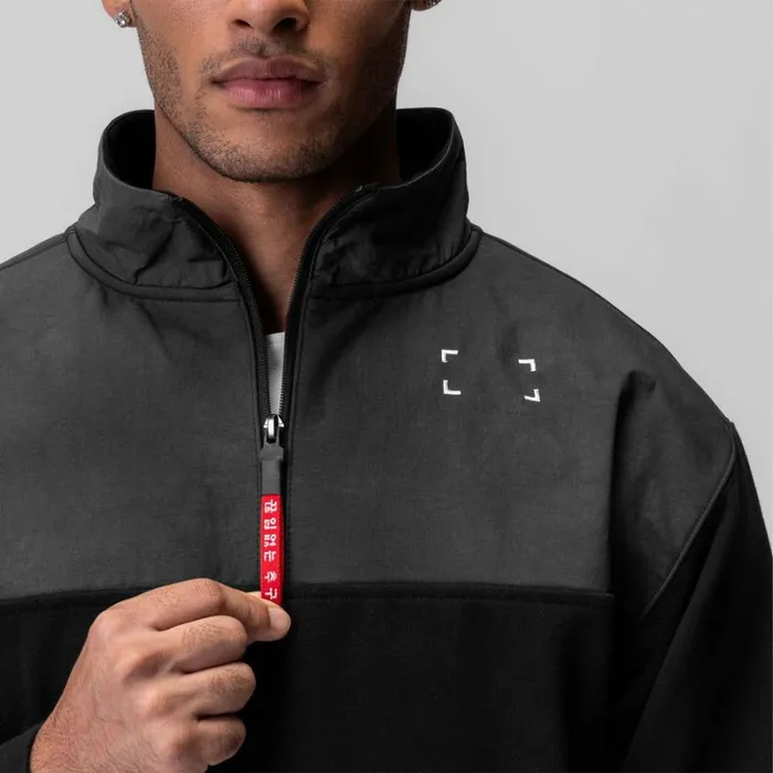 ASRV Hoodies and Sweatshirts Men TechTerry Paneled Quarter Zip Black 034wave Dye034 ASRV Hoodies and Sweatshirts Men TechTerry Paneled Quarter Zip Black 034wave Dye034