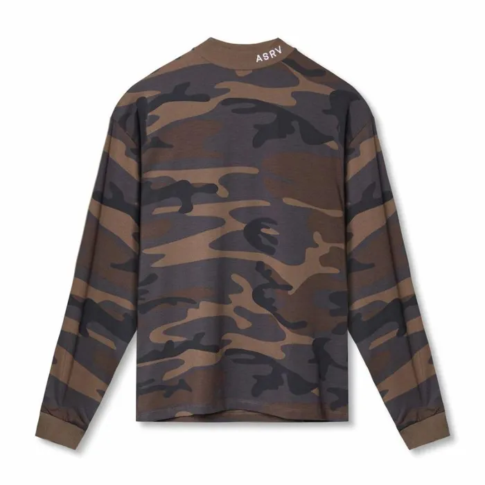 ASRV Long Sleeves Men CottonPlus Mock Neck Long Sleeve Rust Camo