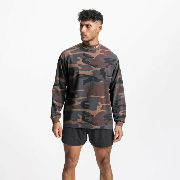 ASRV Long Sleeves Men CottonPlus Mock Neck Long Sleeve Rust Camo