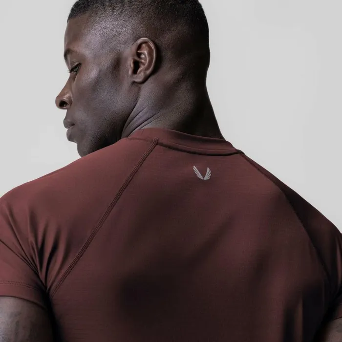 ASRV Short Sleeves Men 3DLite 20 Lycra Fitted Tee Crimson 034otwr034