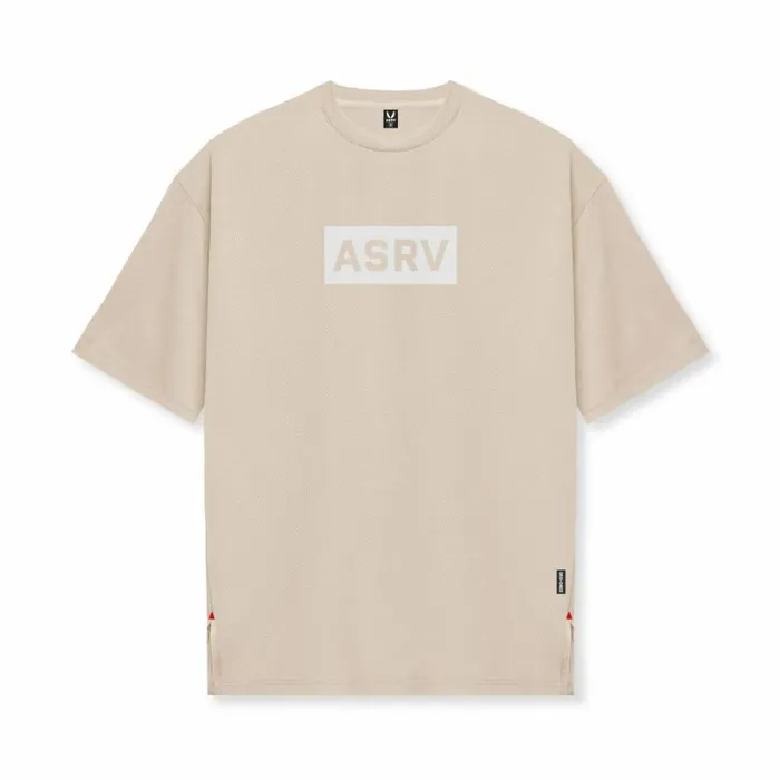 ASRV Short Sleeves Men AeroSilver Oversized Tee Beige 034box Logo034