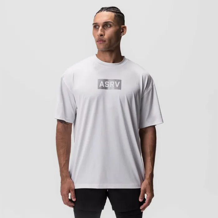 ASRV Short Sleeves Men AeroSilver Oversized Tee White 034box Logo034