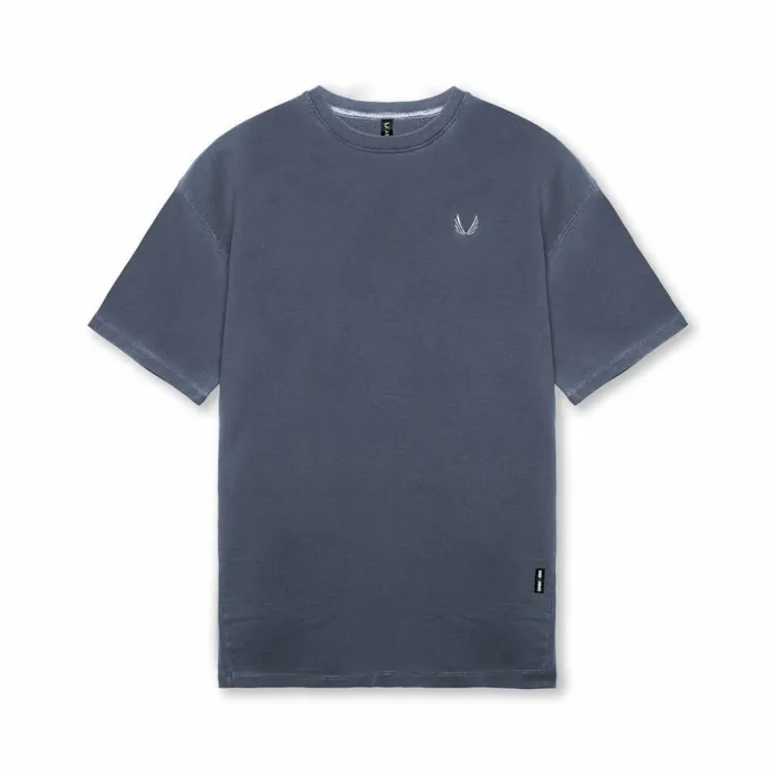 ASRV Short Sleeves Men Stone Washed Oversized Tee Faded Navy