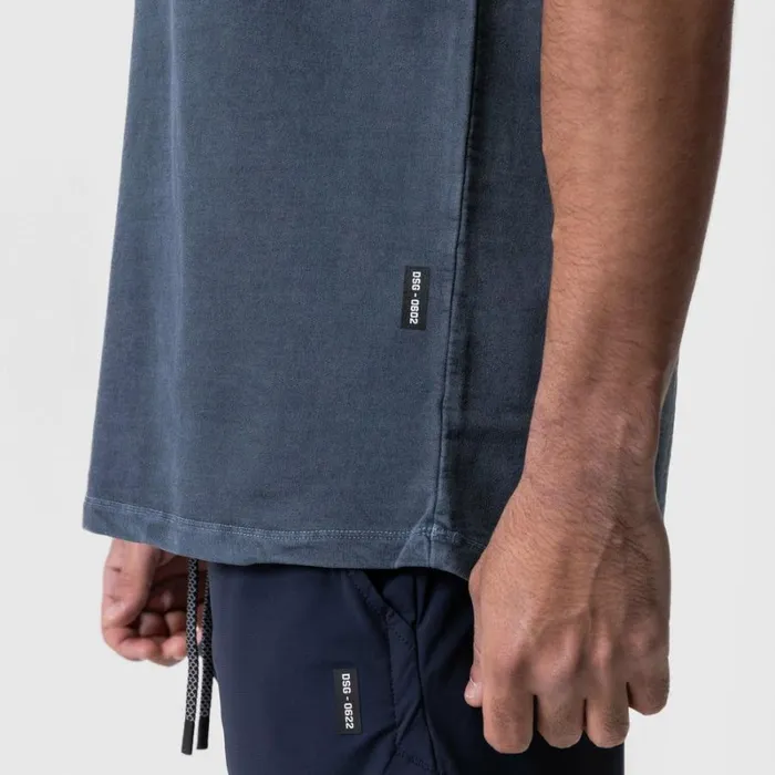 ASRV Short Sleeves Men Stone Washed Oversized Tee Faded Navy