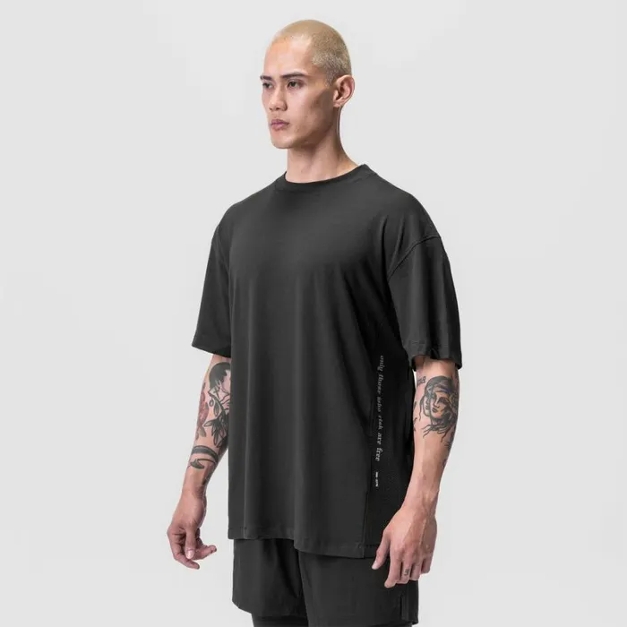 ASRV Short Sleeves Men Supima Mesh Panel Oversized Tee Dusk Black
