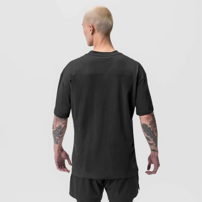 ASRV Short Sleeves Men Supima Mesh Panel Oversized Tee Dusk Black