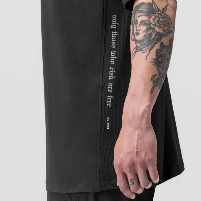 ASRV Short Sleeves Men Supima Mesh Panel Oversized Tee Dusk Black