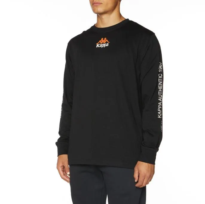 Authentic Llevar Longsleeves 8211 Black Black Men Kappa TShirts