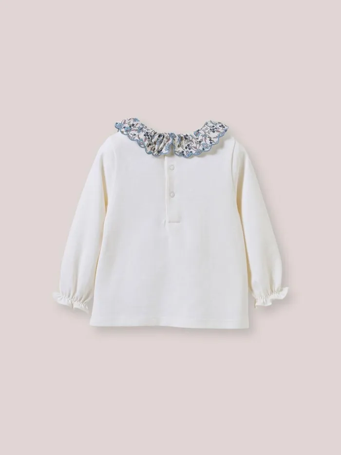 Baby Baby Girl Cyrillus Organic Cotton TShirt Collar Made With Liberty Fabric Lib Hannah Fay