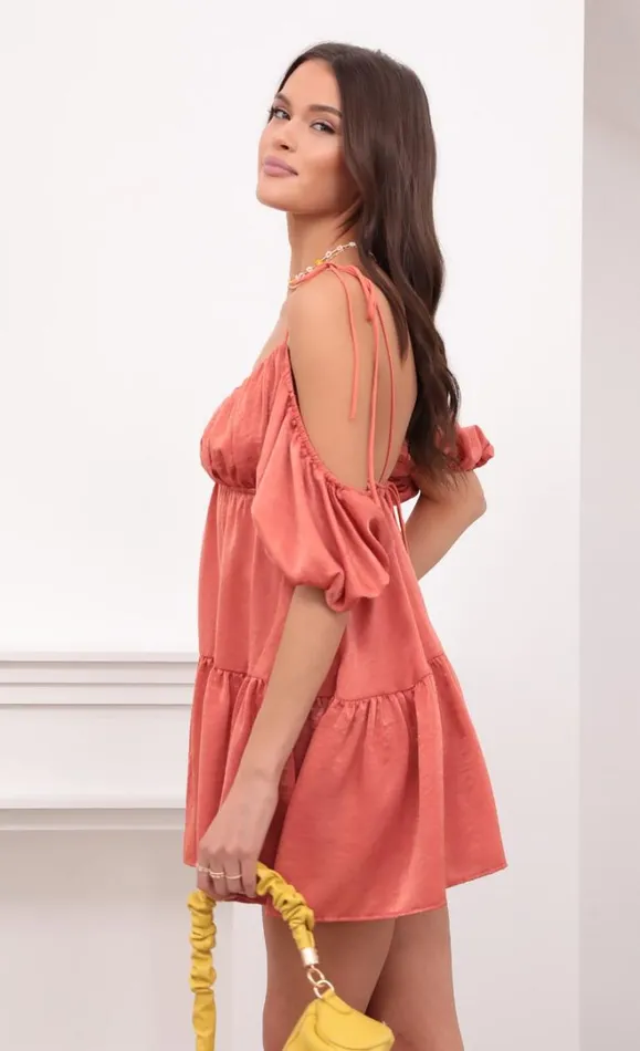 Baby Doll Dress Coral Women LUCY IN THE SKY Mini Dresses Baby Doll Dress Coral Women LUCY IN THE SKY Mini Dresses