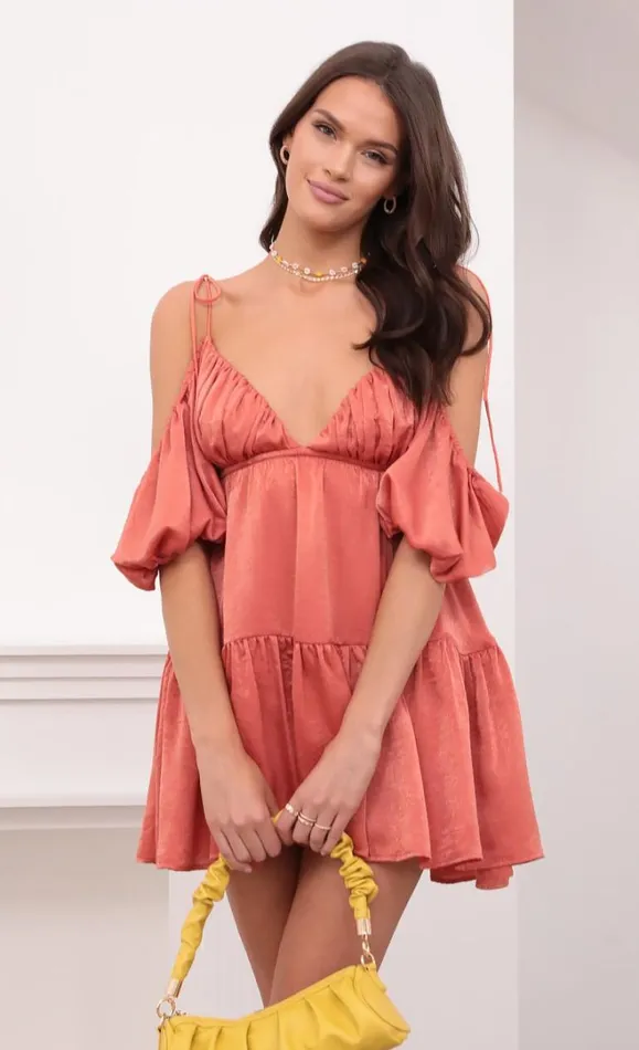 Baby Doll Dress Coral Women LUCY IN THE SKY Mini Dresses Baby Doll Dress Coral Women LUCY IN THE SKY Mini Dresses