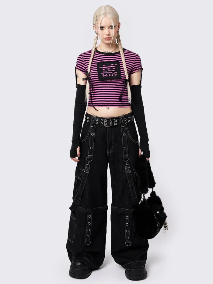 Bad Kitty Pink Striped Detachable Sleeve Top Women Minga London Tops and TShirts Bad Kitty Pink Striped Detachable Sleeve Top Women Minga London Tops and TShirts