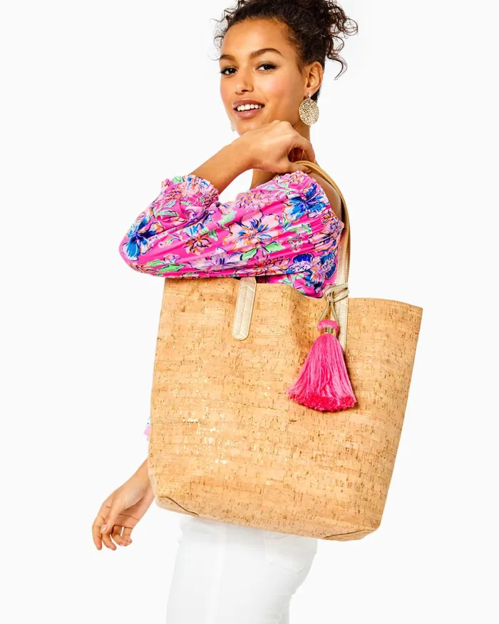 Bags WomenHome and Gifts Lilly Pulitzer Reversible Shopper Tote Gold Metallic Flamenco Tote