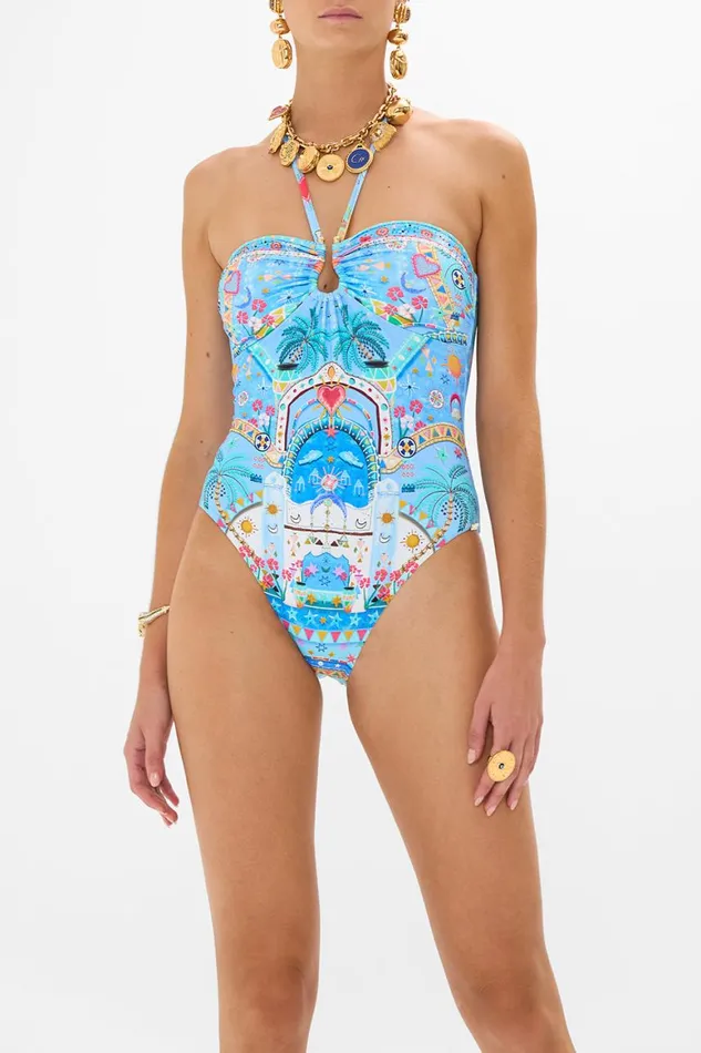 BANDEAU ONE PIECE WITH RING TRIM A PAINTED VILLAGE A Painted Village Womens Camilla One Pieces